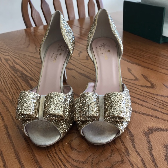 kate spade Shoes Kate Spade Gold Glitter Heels Poshmark